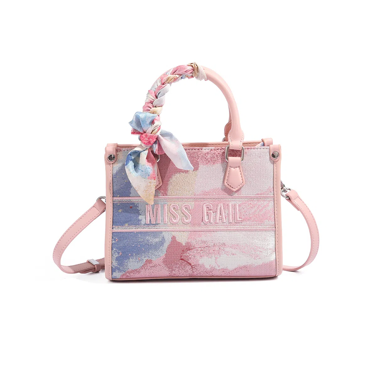 MISS GAIL Silk Scarf Tote Bag Pink
