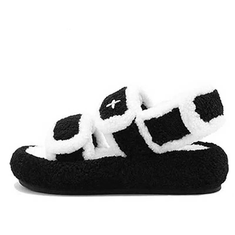 SMFK Cross Fur Platform Sandals