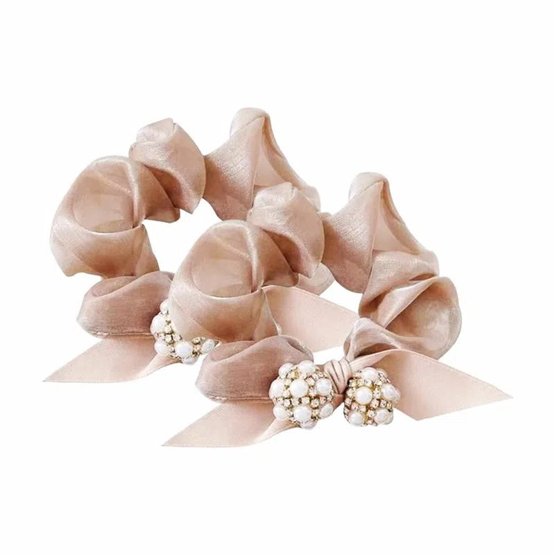 简应舒 蝴蝶结 丸子头 扎马尾 珍珠 发圈 女款