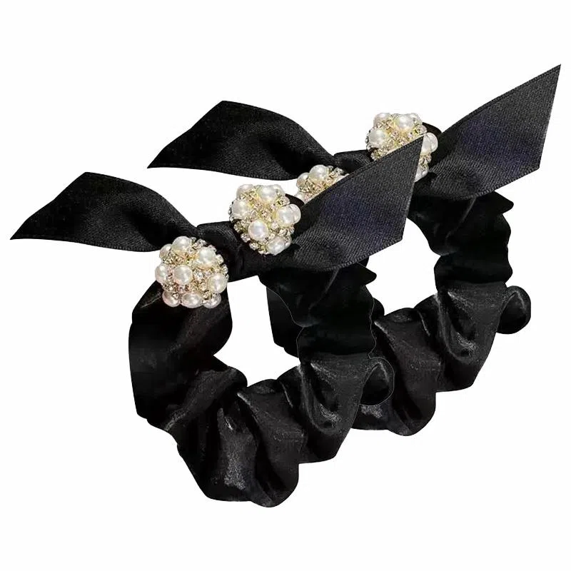 简应舒 蝴蝶结 丸子头 扎马尾 珍珠 发圈 女款