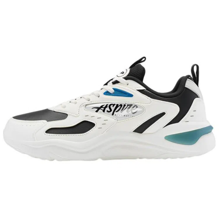 特步 百搭潮流 减震防滑 低帮 生活休闲鞋 男款 黑白