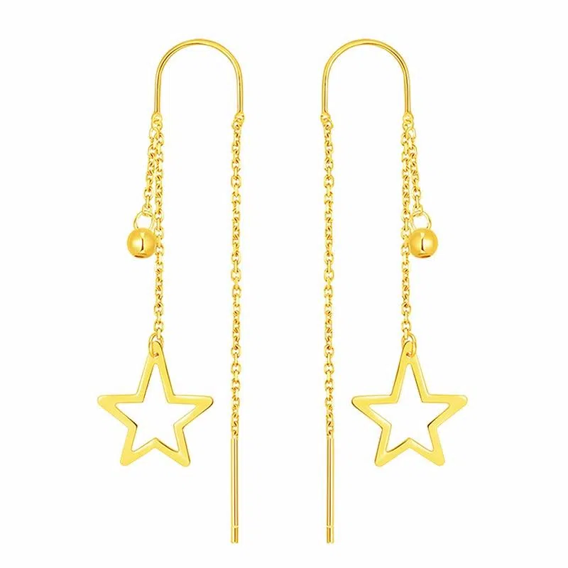 中国珠宝 星星耳饰 日常时髦百搭 小众设计不撞款 极简风轻奢风 高级感 日常百搭约会恋爱单品 足金 按克计价 耳线 女款