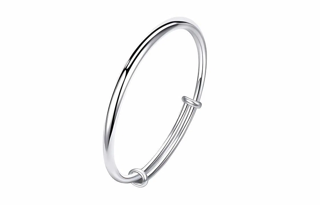 银千惠 经典素圈 简约时尚推拉可调节年轻款素圈手饰品 光面 手镯 女款 礼盒装