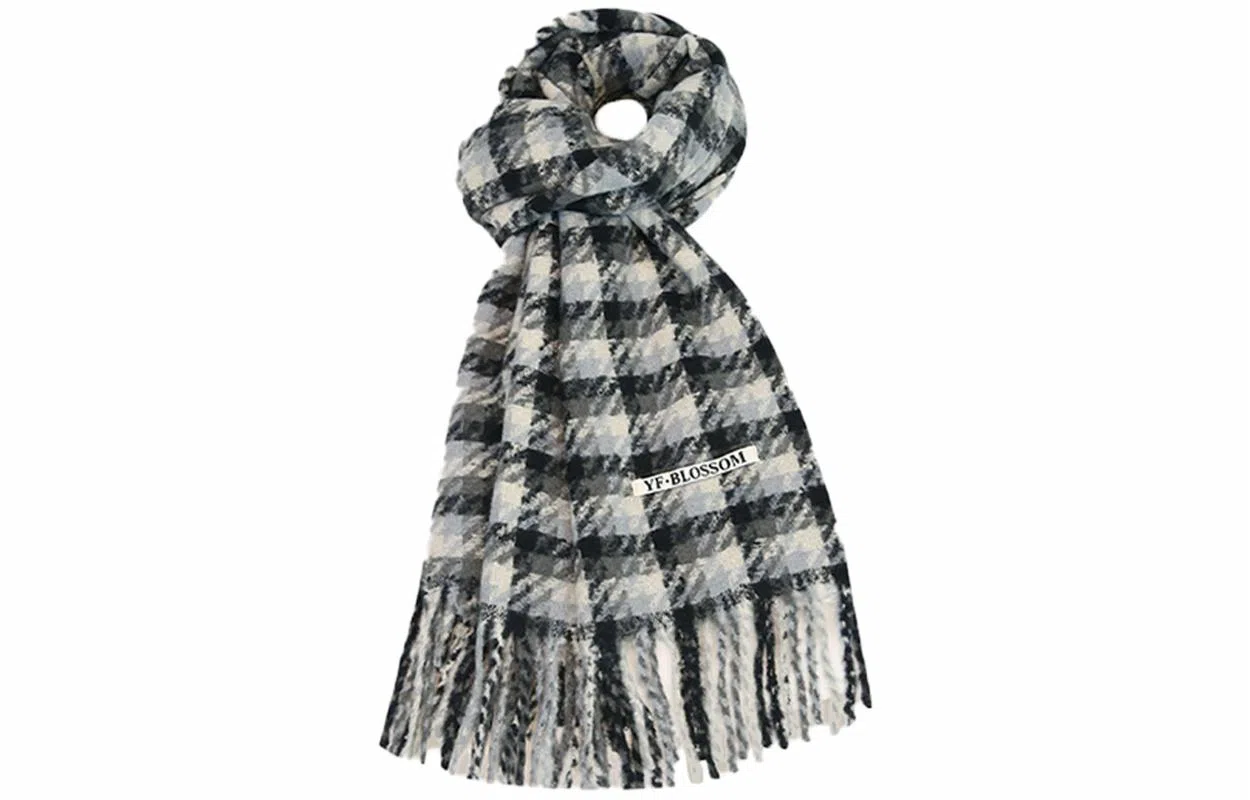 优幽兰 百搭时尚格子流苏日韩系高级感冬季加厚保暖复古格纹外搭两用学生潮流氛围感穿搭 绒线围巾 女款