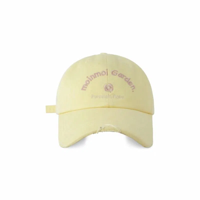 木林森 韩系花朵字母刺绣 韩版街头时尚做旧破洞帽子 棉 鸭舌帽 男女同款情侣款