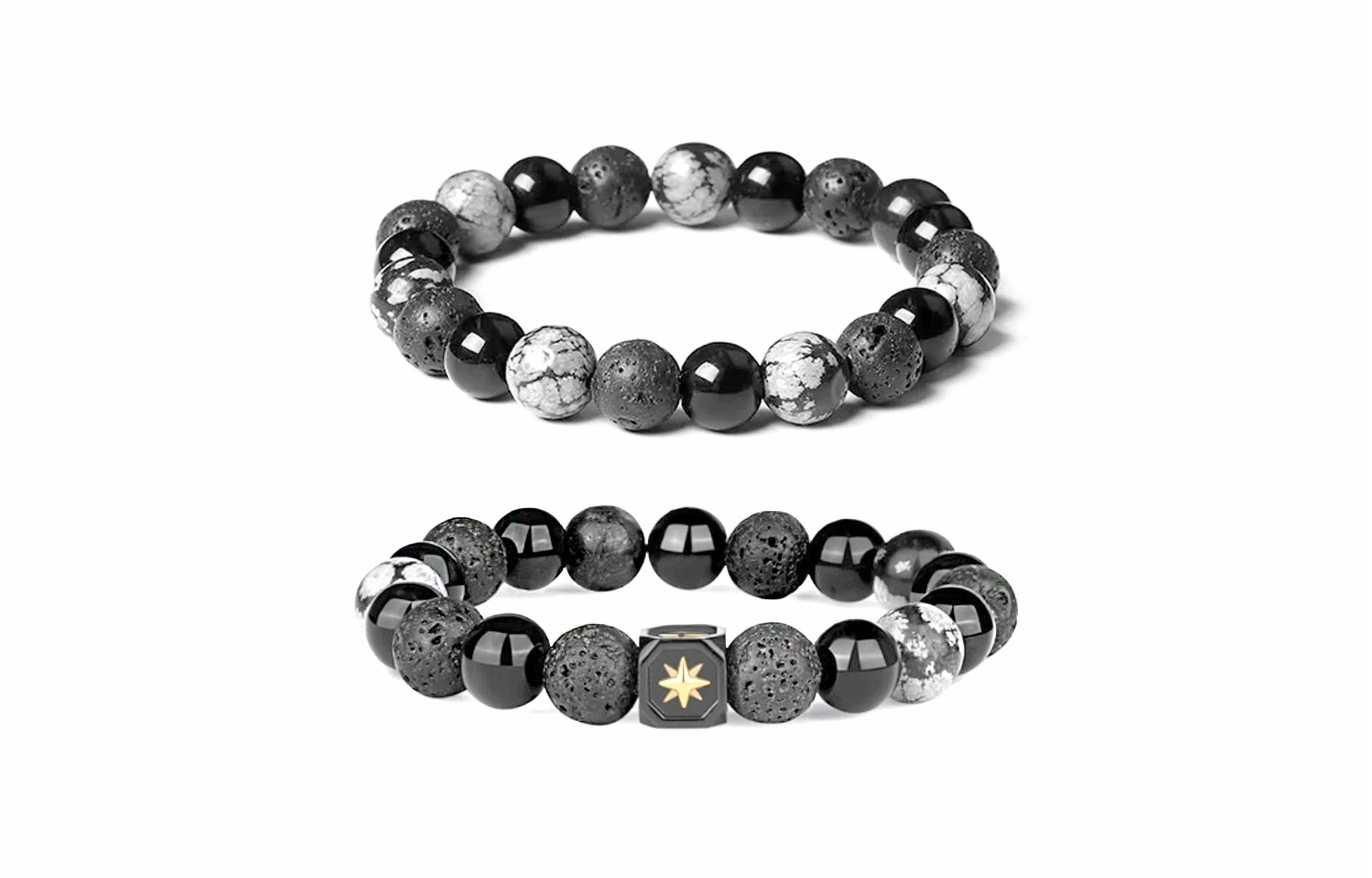 嘉福莱 星芒陨石 闪耀六芒星 简约小众潮流冷淡风 黑白拼色精致串珠 琉璃 手串 男女同款情侣款