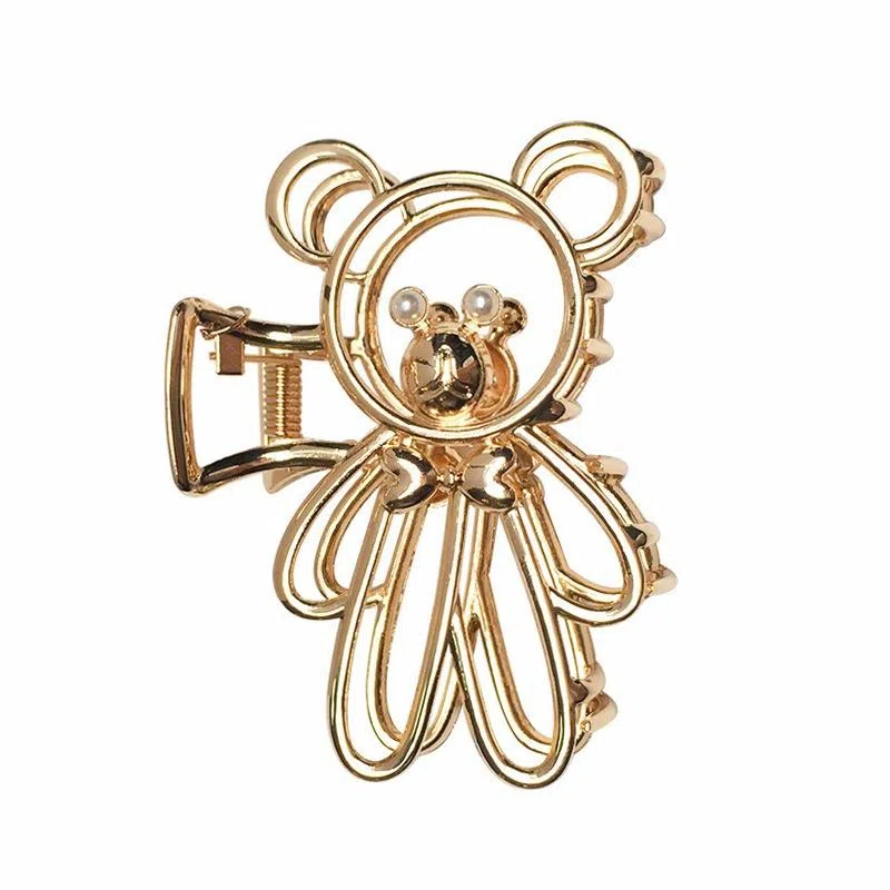 简应舒 金属镂空小熊抓夹后脑勺发饰 合金 发夹 女款