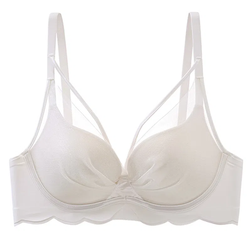 二三二三 纯色无痕聚拢上托收副乳无钢圈防下垂蕾丝美背舒适透气文胸 女款 礼盒装