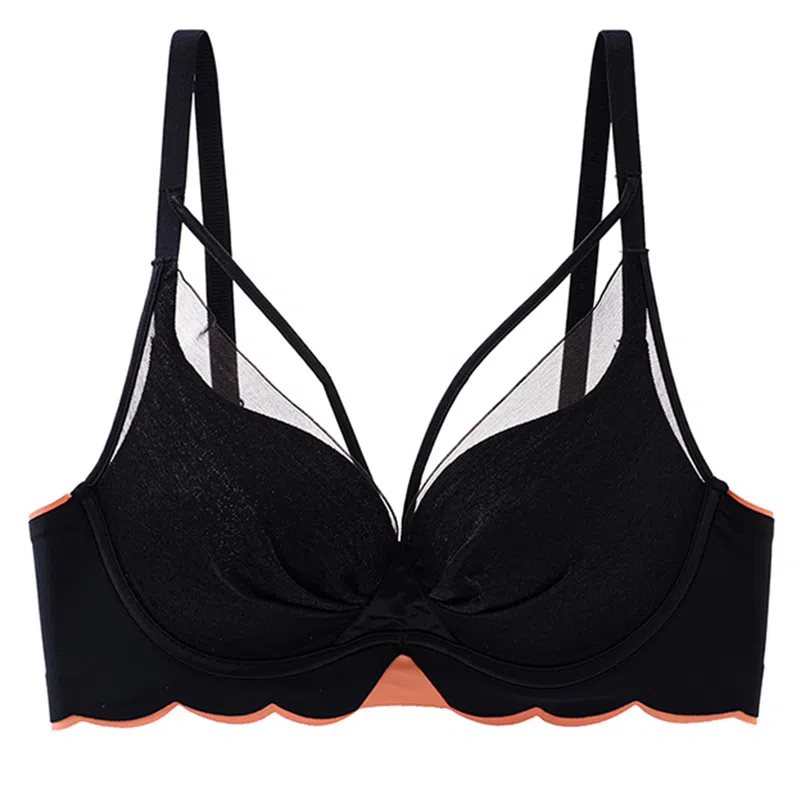 二三二三 纯色无痕聚拢上托收副乳无钢圈防下垂蕾丝美背舒适透气文胸 女款 礼盒装