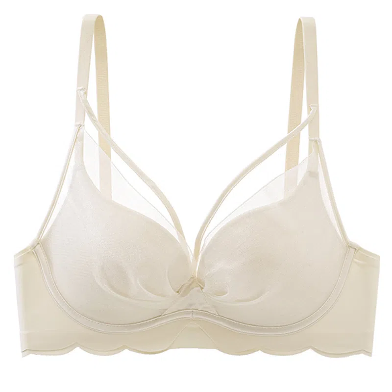 二三二三 纯色无痕聚拢上托收副乳无钢圈防下垂蕾丝美背舒适透气文胸 女款 礼盒装