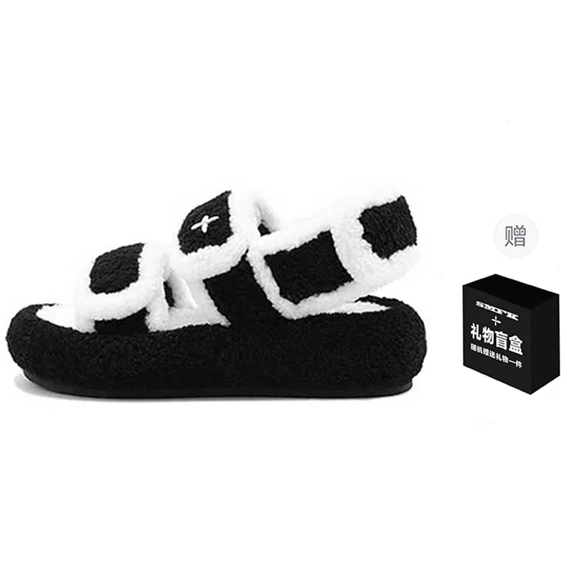 SMFK Cross Fur Platform Sandals