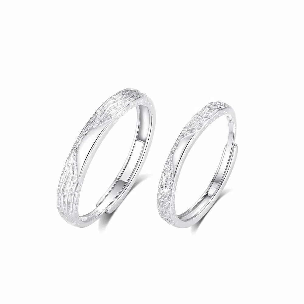 【S999足银纯银 可免费刻字】六桂福 福韵金 甜饰冰川对戒山川冰河 钟爱久久闪耀银河素圈恋爱告白#好运 首饰 戒指 男女同款情侣款