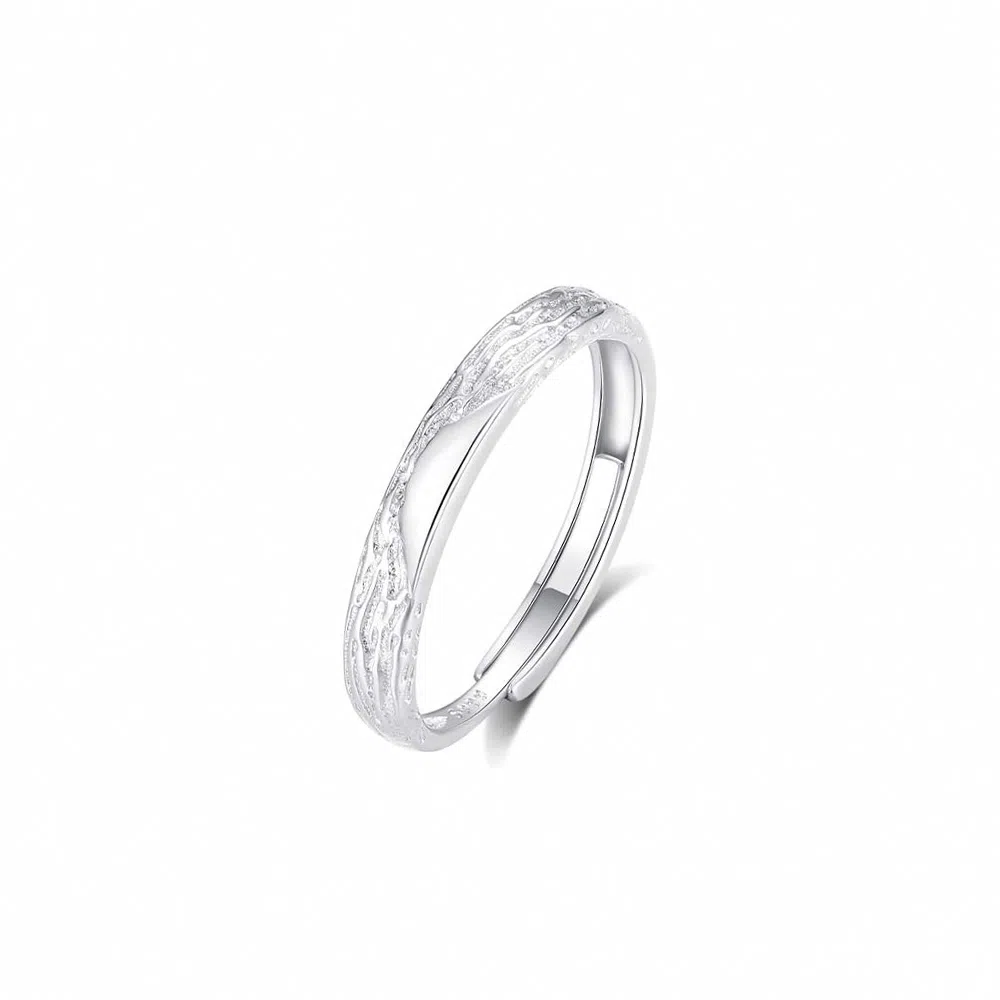 【S999足银纯银 可免费刻字】六桂福 福韵金 甜饰冰川对戒山川冰河 钟爱久久闪耀银河素圈恋爱告白#好运 首饰 戒指 男女同款情侣款