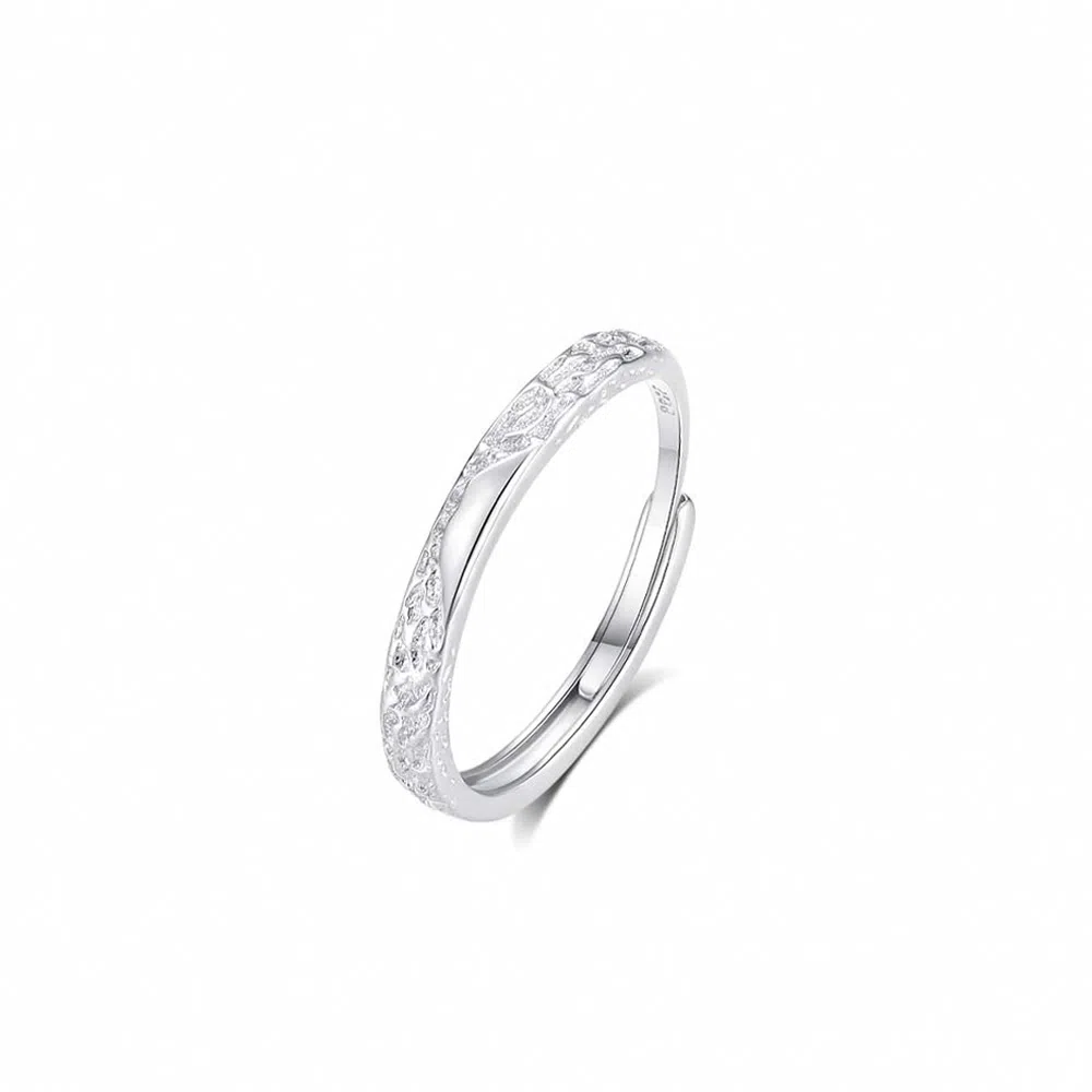 【S999足银纯银 可免费刻字】六桂福 福韵金 甜饰冰川对戒山川冰河 钟爱久久闪耀银河素圈恋爱告白#好运 首饰 戒指 男女同款情侣款