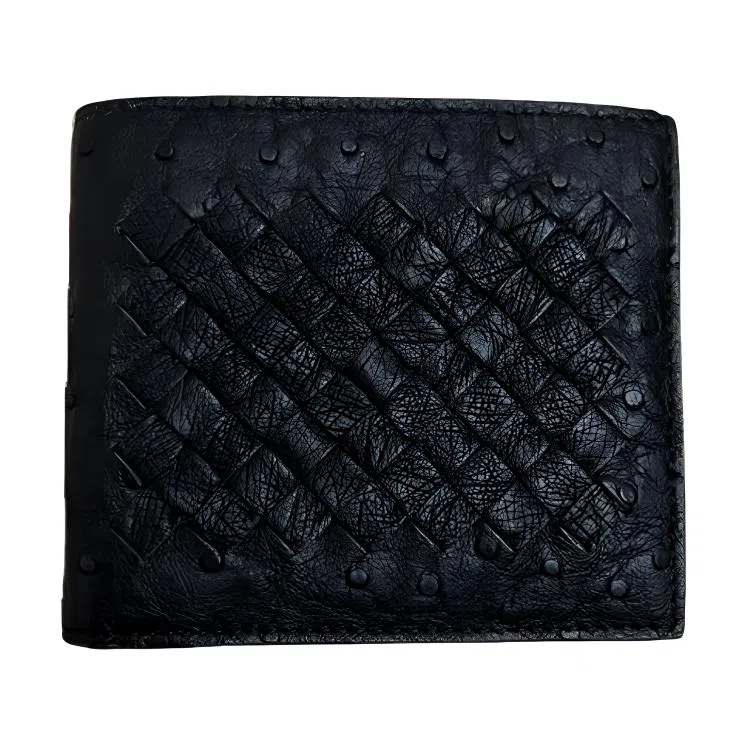 Bottega Veneta Intreccio Ostrich Card Holder Black