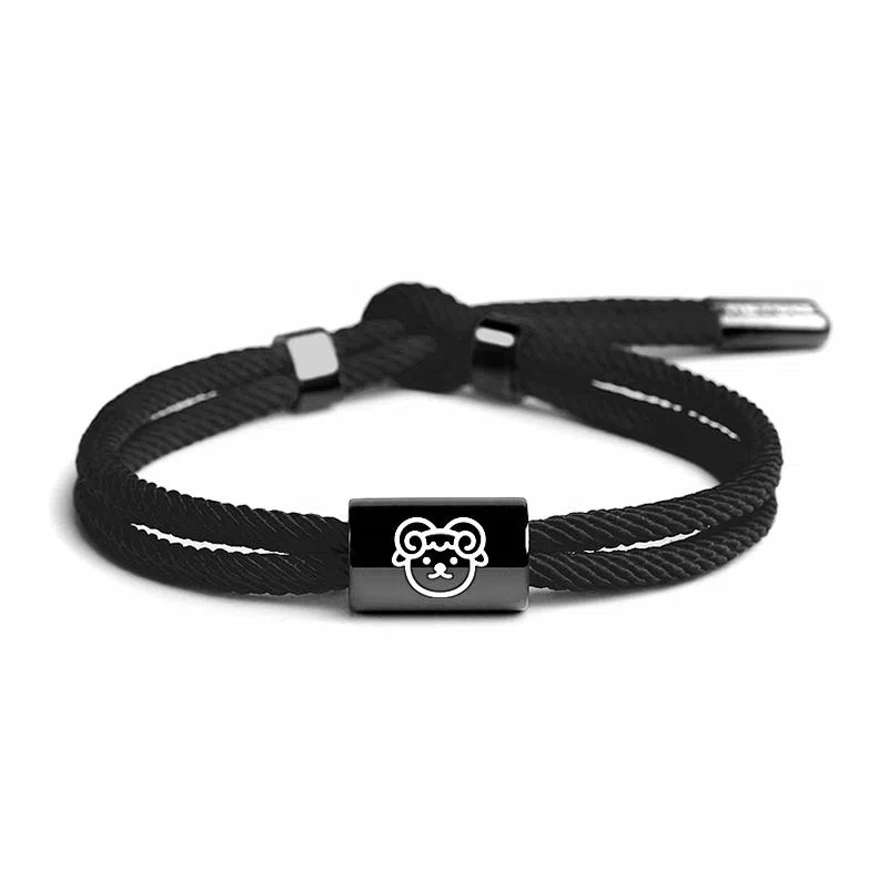 灰鱼 十二生肖叠戴新中式国潮风个性日常通勤本命年转运珠太岁蛇年三合六合简约可调节手工编制编织好运 红绳 手链 男女同款情侣款