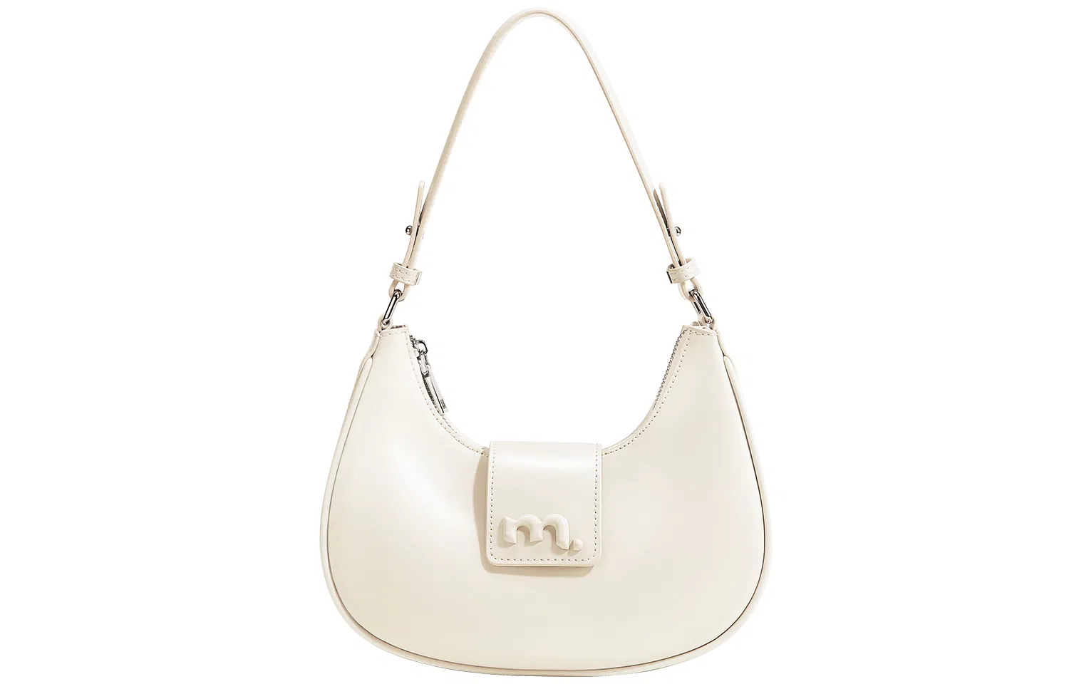 妙迪 小众设计高级感时尚气质通勤简约百搭 质感真皮牛皮 新月包月亮腋下包手提单肩斜挎包 中号 女款 黑色