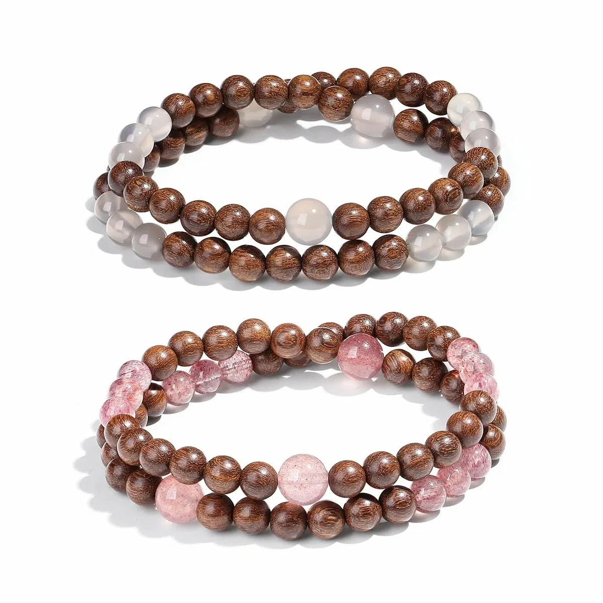 普陀山文创 新中式国风双圈叠戴转运珠复古小众气质文玩 好运 金丝檀木 手串 男女同款情侣款