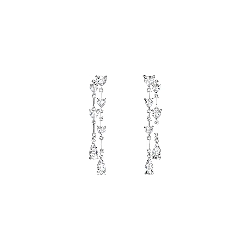 芒果饰品 爱心水滴流苏耳饰 铜 耳环 女款