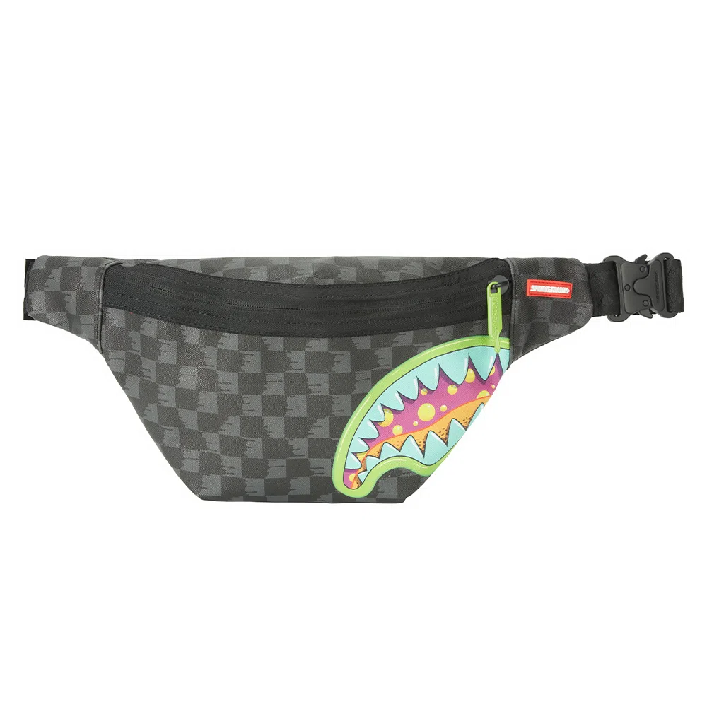 Sprayground Checkerboard Shark Mouth Waist Bag Black