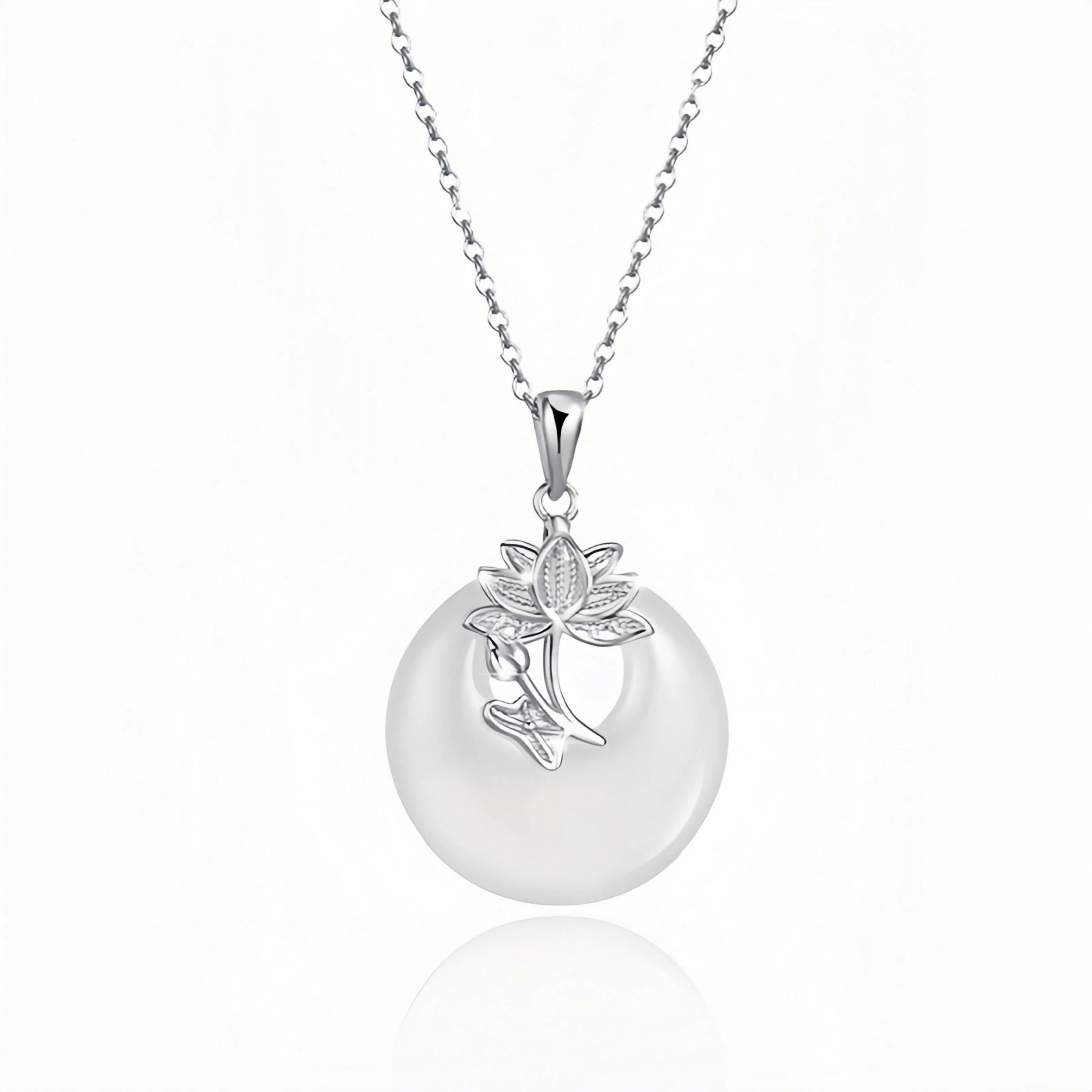 幸囍礼 荷塘月色锁骨链 新中式清冷感荷花轻奢高级氛围温婉 大方通勤 玉髓 玉石项链 男女同款情侣款