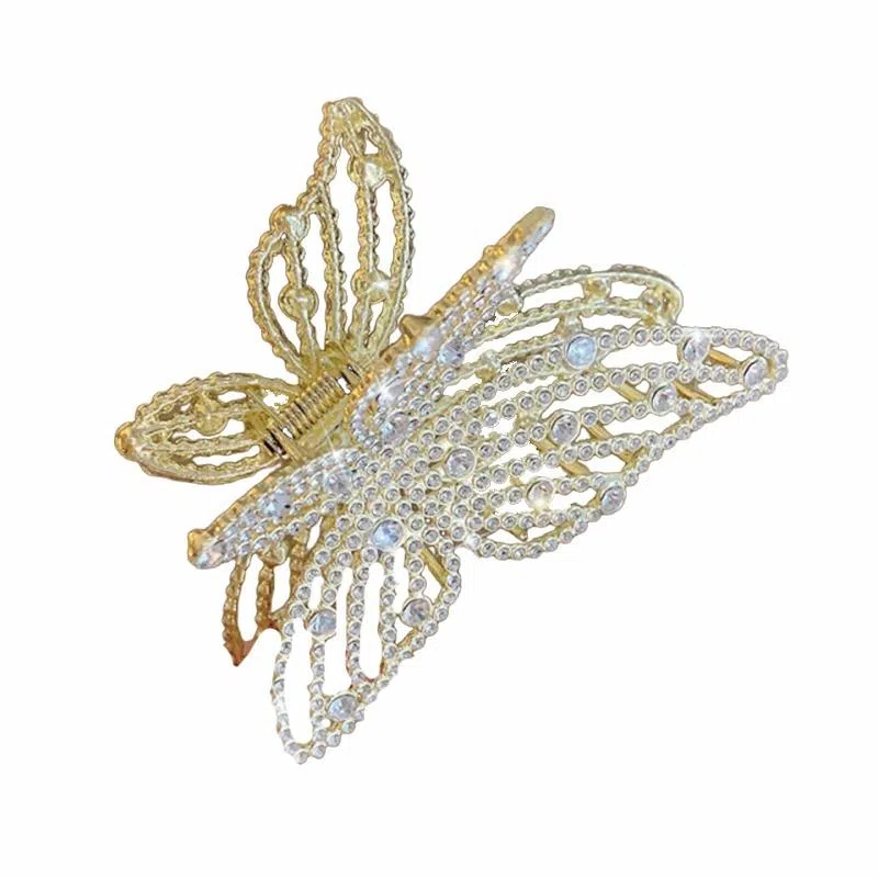 妖娆猫 高级感夹子头饰秋冬款蝴蝶发抓后脑勺大号鲨鱼卡发量多 合金 抓夹发夹 女款