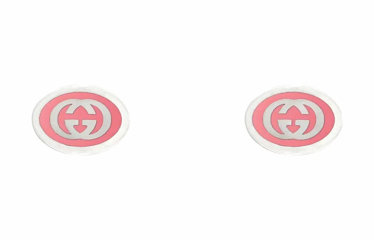 Gucci Interlocking Double G Enamel Earrings Pink