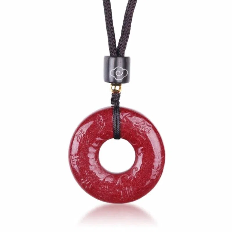 妍韵珠宝 般若波罗蜜多心经平安扣 #好运 再造辰砂朱砂 吊坠 男女同款情侣款