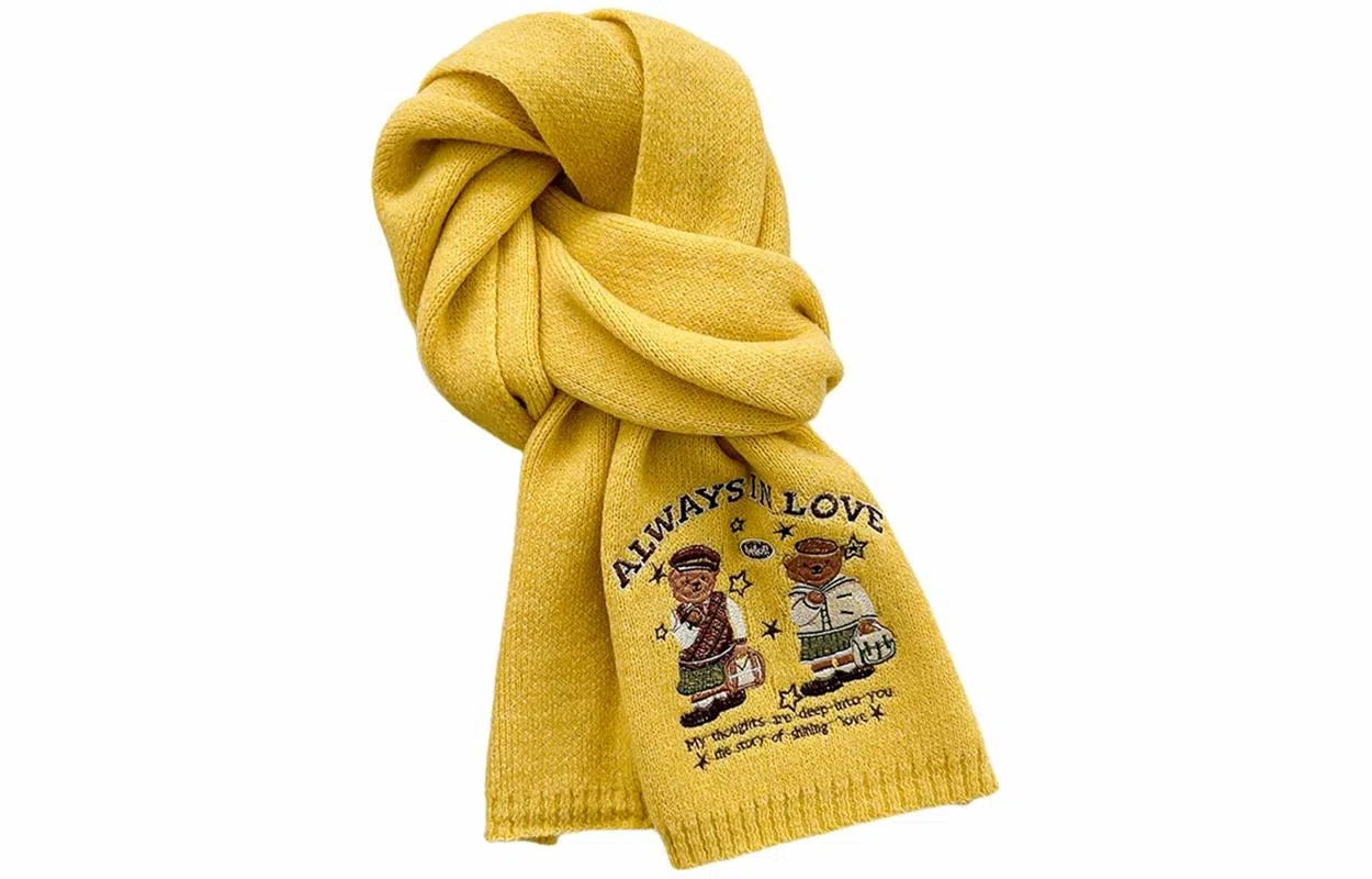 优幽兰 韩系氛围感秋冬季加厚保暖针织护颈时尚百搭小众设计感刺绣显白高级感文艺气质穿搭 绒线围巾 女款