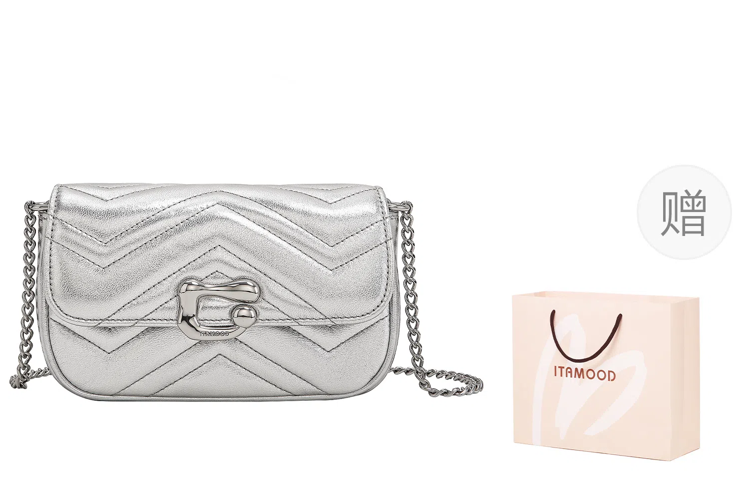 妙迪 小香风绣线 真皮羊皮 链条包单肩斜挎 小号 女款 墨染黑/奶昔白/月光银