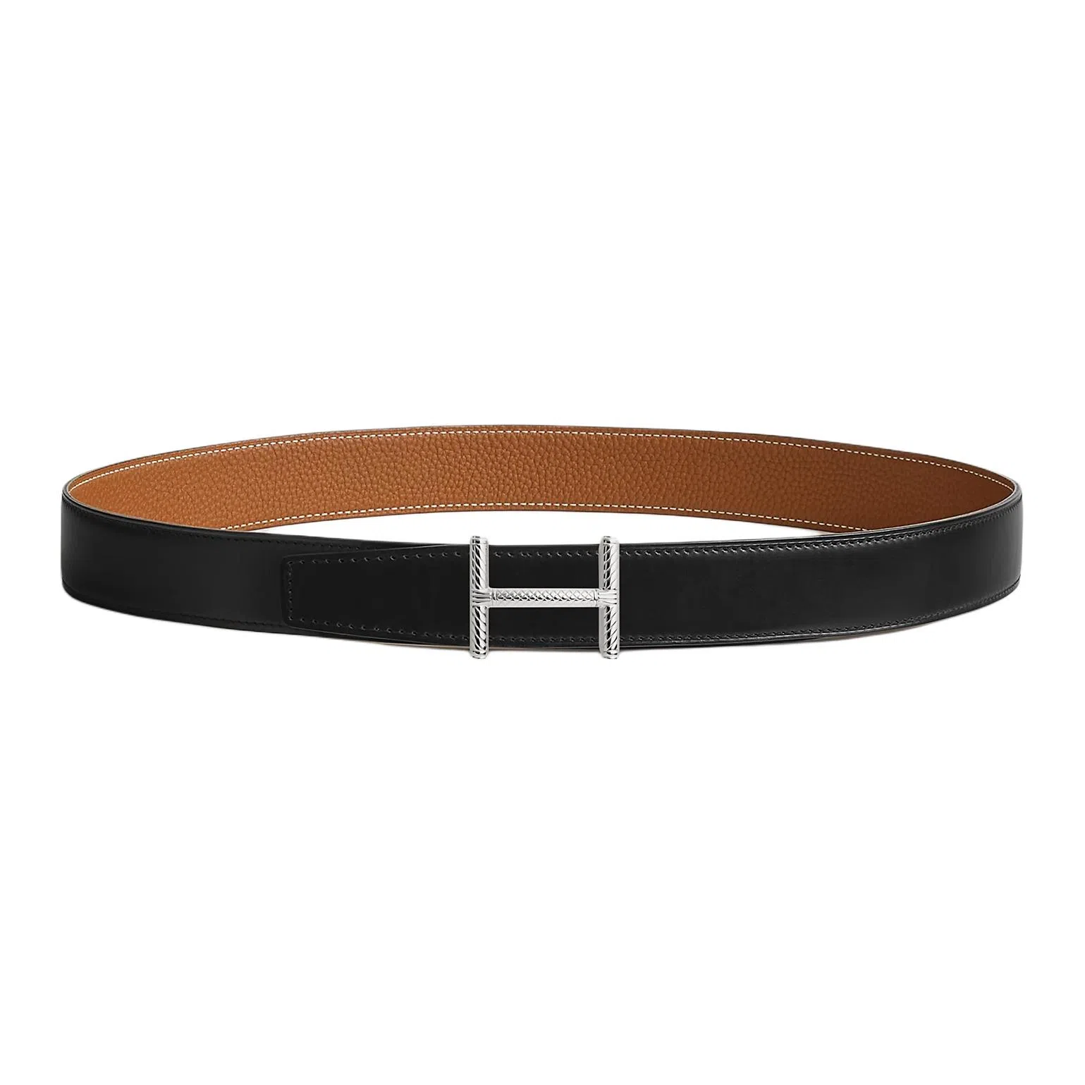 Hermes Twisted Leather Belt Black 3.2CM