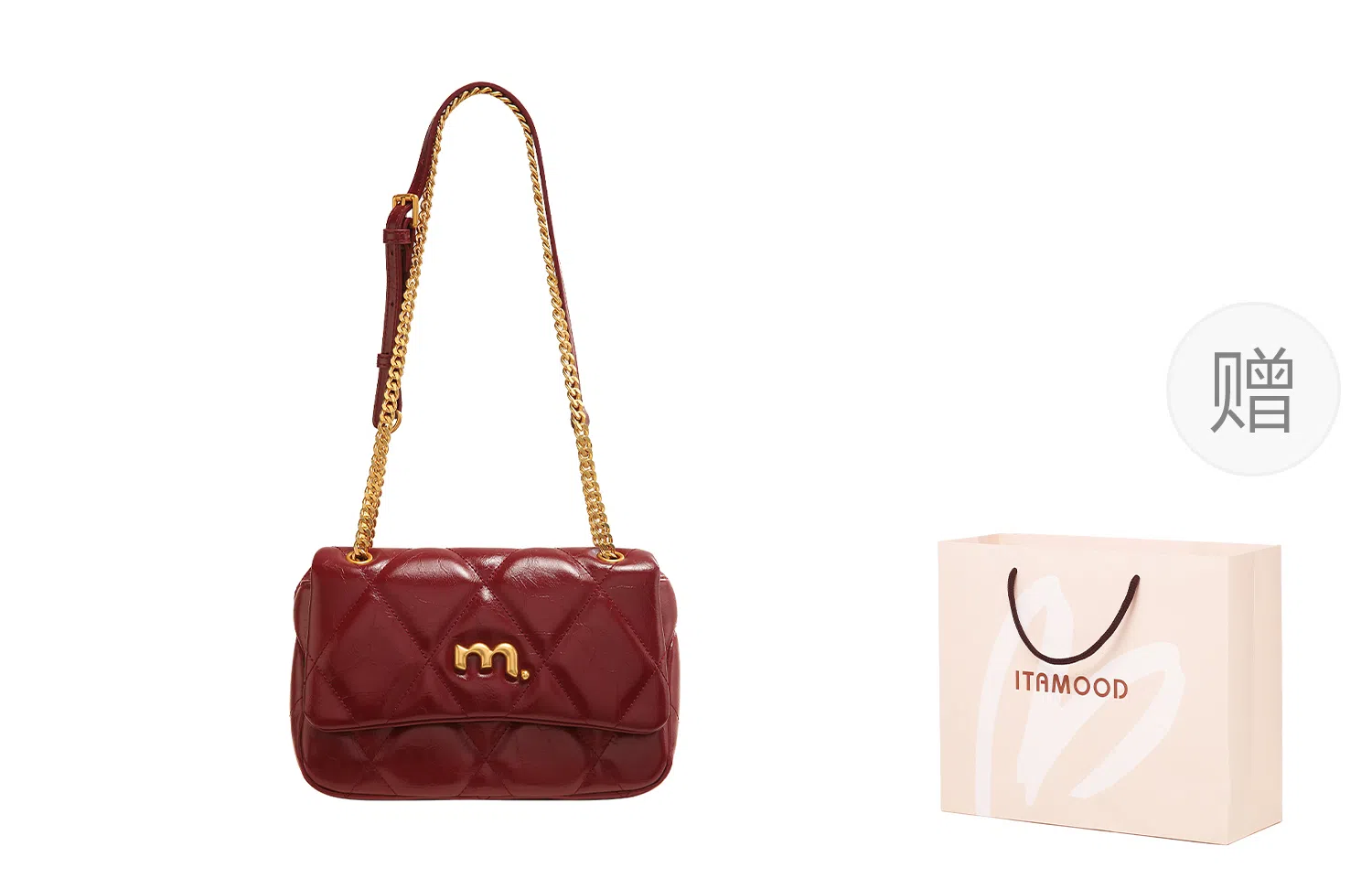 妙迪 时尚休闲纯色 牛皮 单肩包 女款 勃艮第红