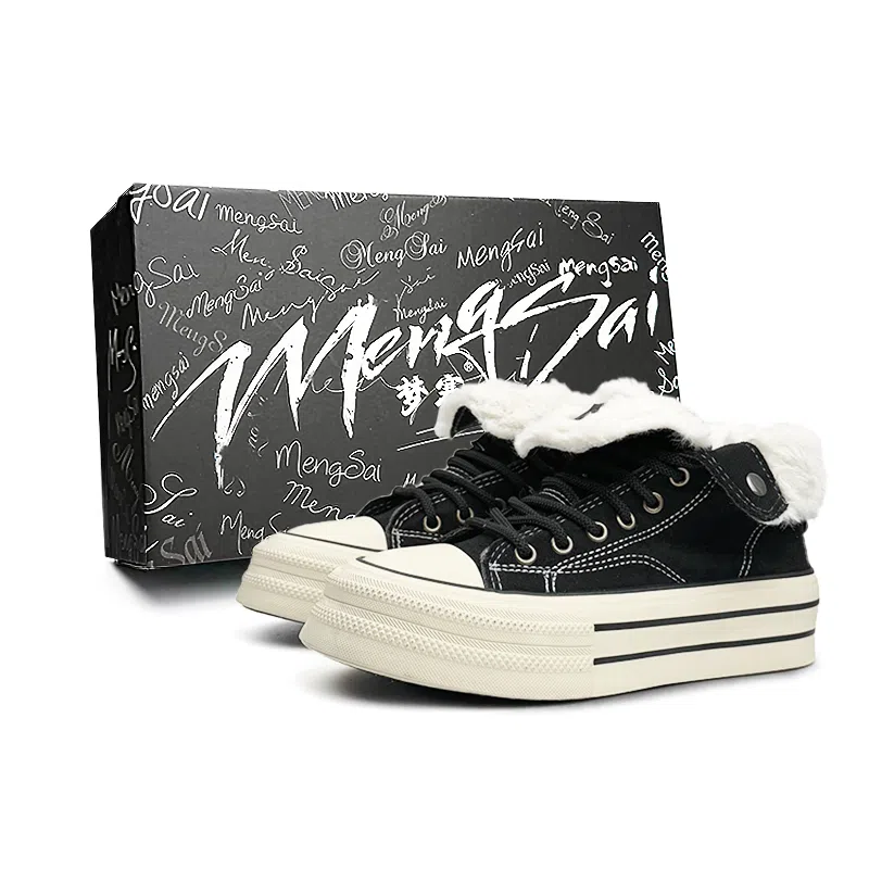 Mengsai High Top Canvas Sneakers Black