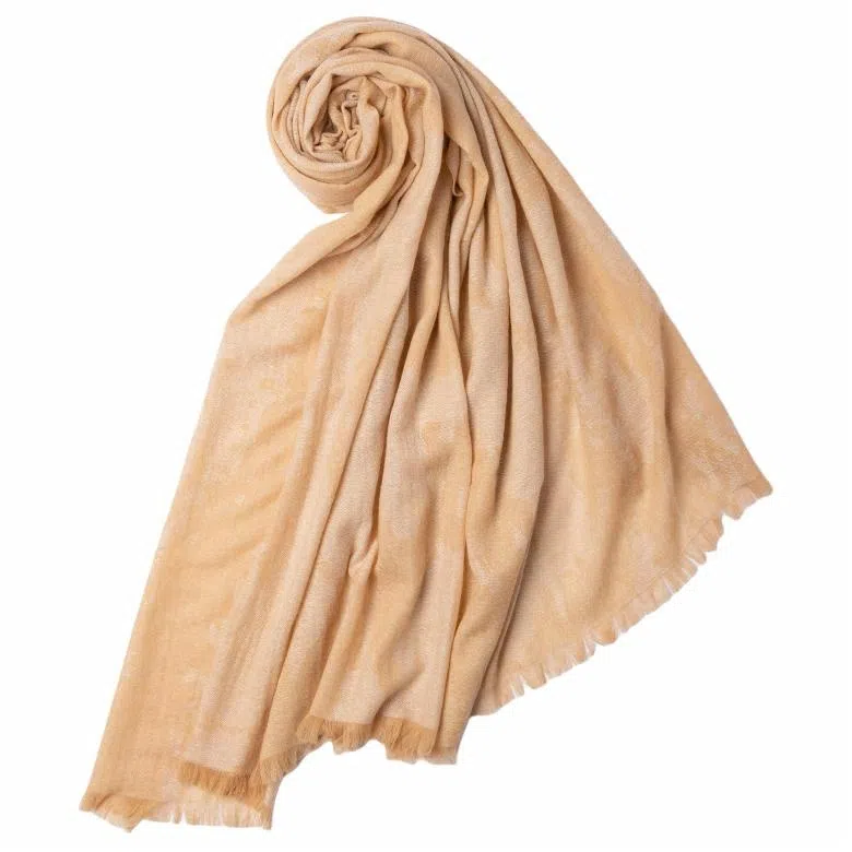 红豆 保暖提花加长加宽两用款 山羊绒 披肩 女款