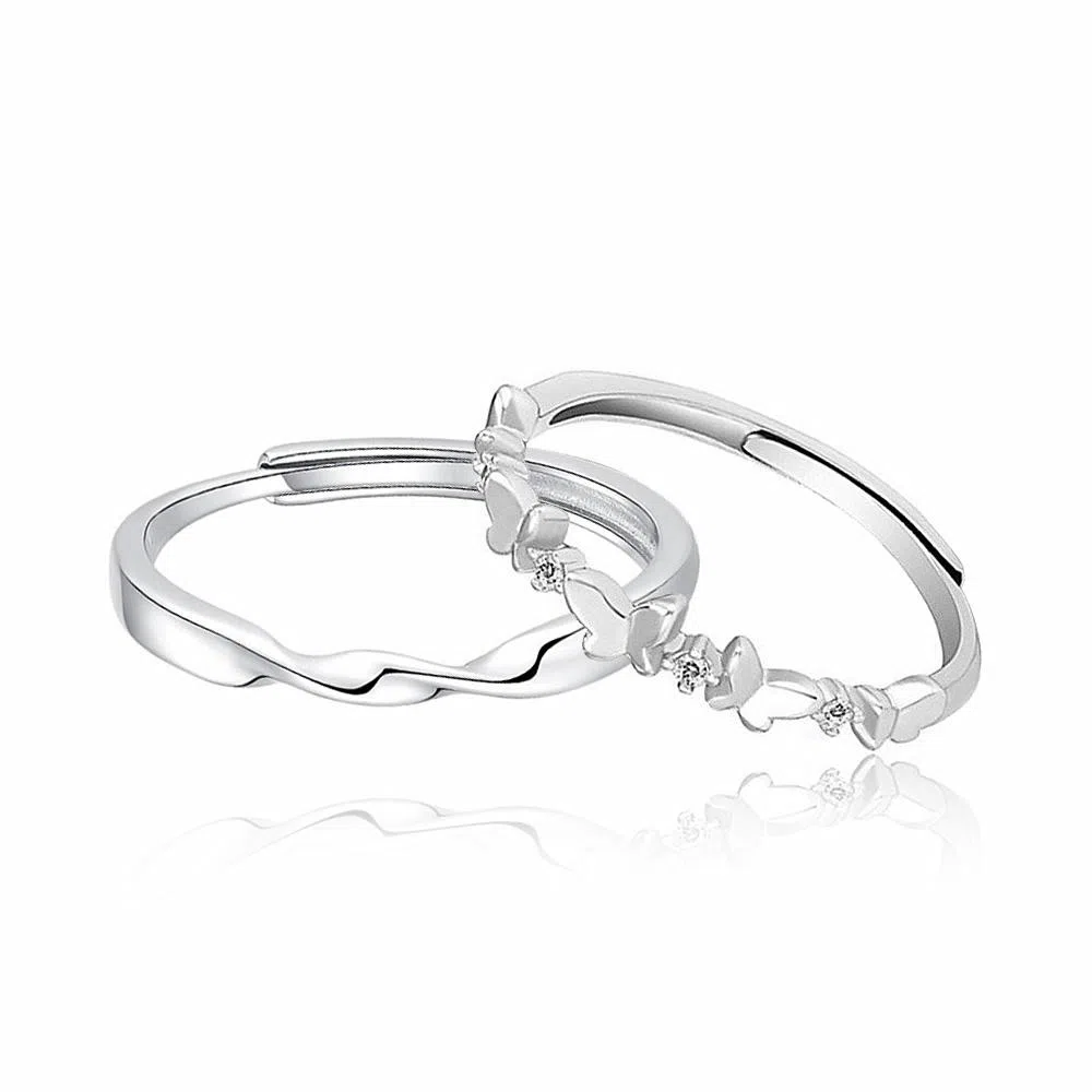 克兰茜 钟爱久久 莫比乌斯蝶恋 小众轻奢高级感设计森系蝴蝶环环相扣指环 礼盒可调节开口戒 锆石 戒指 男女同款情侣款