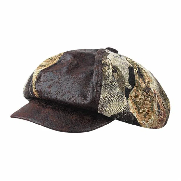 优莲茵 复古小狗图案洋气大帽檐显脸小可松紧八角帽 涤纶 贝雷帽 女款