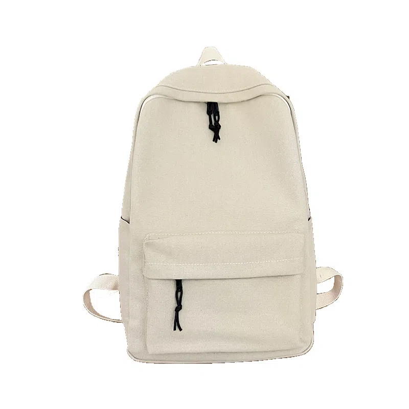 醇龙 书包大学生韩版简约纯色背包初中高中生 帆布 帆布包双肩包 常规 女款 黑色/米色