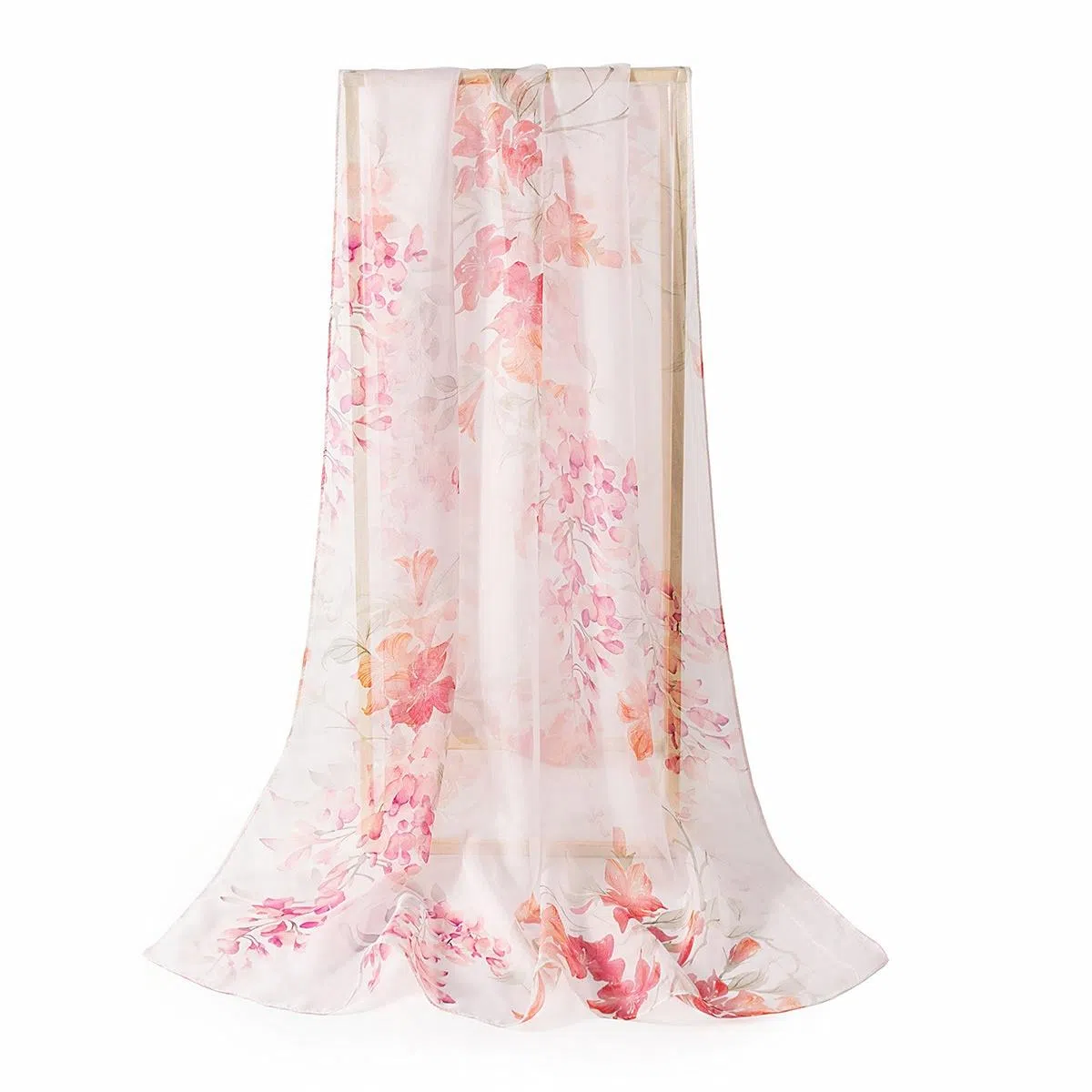 上海故事 春花秋月喷绘真丝长巾 桑蚕丝 丝巾 女款