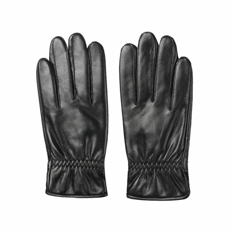 红豆 加绒保暖简约时尚防风防寒户外骑行 绵羊皮 真皮手套 男款