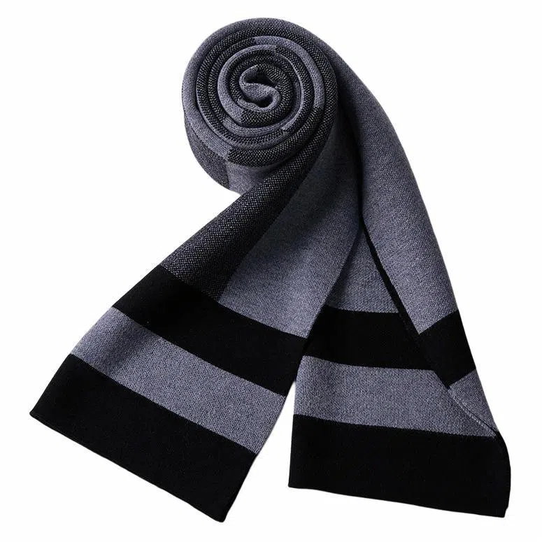 红豆 秋冬保暖格子长款 绒线围巾 男款