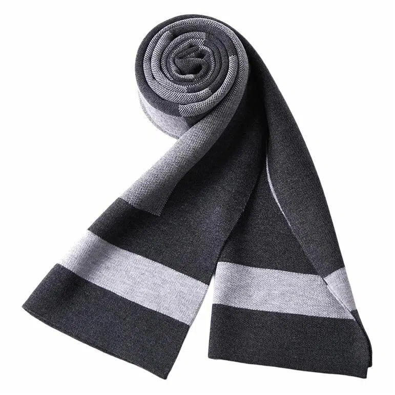 红豆 秋冬保暖格子长款 绒线围巾 男款