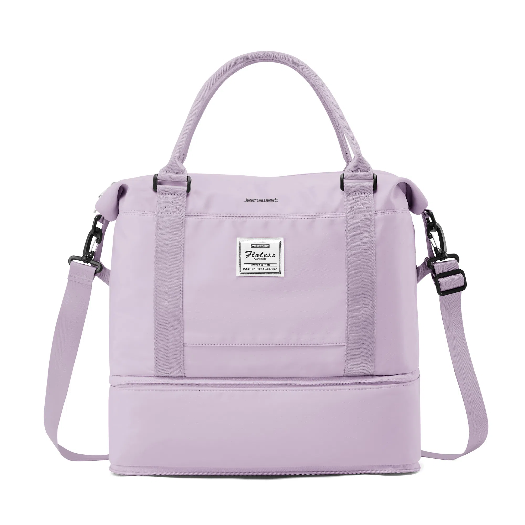 真维斯 时尚大容量多功能百搭高颜值短途旅游出差收纳可扩容 织物 旅行包健身包单肩包手提斜挎包 大号 男女同款 米色/米白