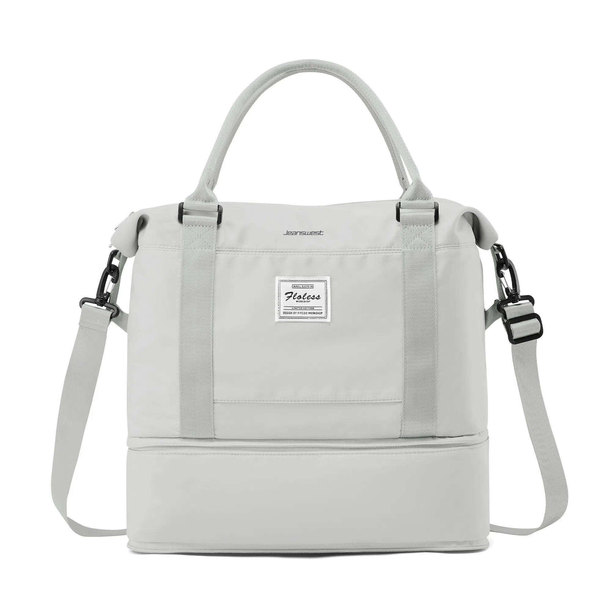 真维斯 时尚大容量多功能百搭高颜值短途旅游出差收纳可扩容 织物 旅行包健身包单肩包手提斜挎包 大号 男女同款 米色/米白