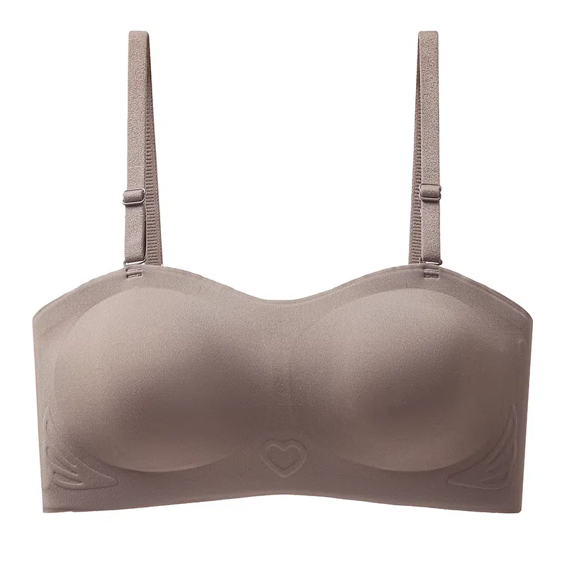 二三二三 纯色肩带可拆卸无痕舒适透气聚拢收副乳防走光防滑防凸点防下垂无钢圈美背隐形文胸 女款 礼盒装