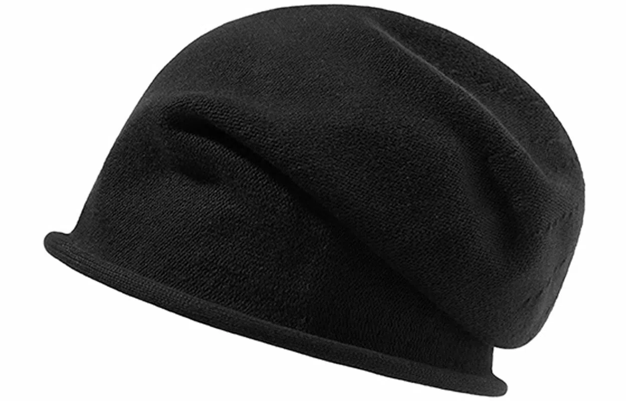 优幽兰 百搭简约纯色高级感显脸小素颜遮脸堆堆帽韩版时尚小众设计感卷边宽松大头围冷帽学生潮流 腈纶 绒线帽 女款