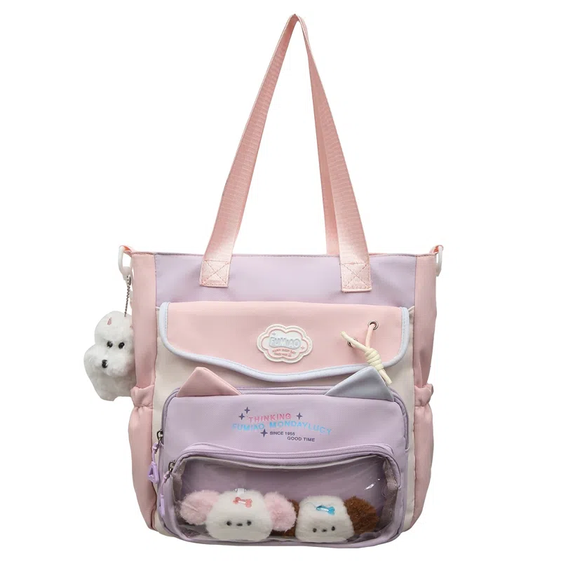 垣途者 日系可爱拎书袋百搭大容量学生书包 尼龙 手提单肩斜挎包 女款 多色