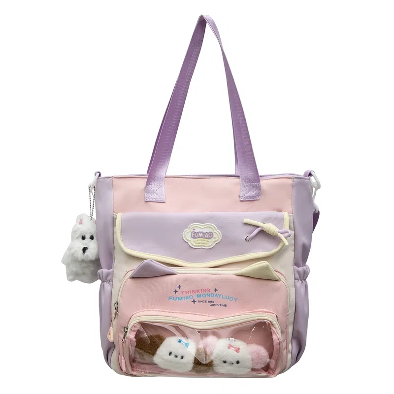 垣途者 日系可爱拎书袋百搭大容量学生书包 尼龙 手提单肩斜挎包 女款 多色