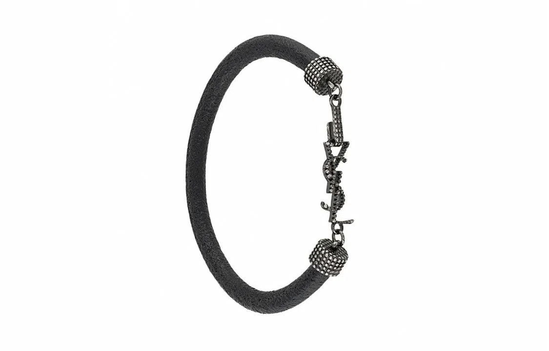 Saint Laurent YSL Logo Leather Bracelet