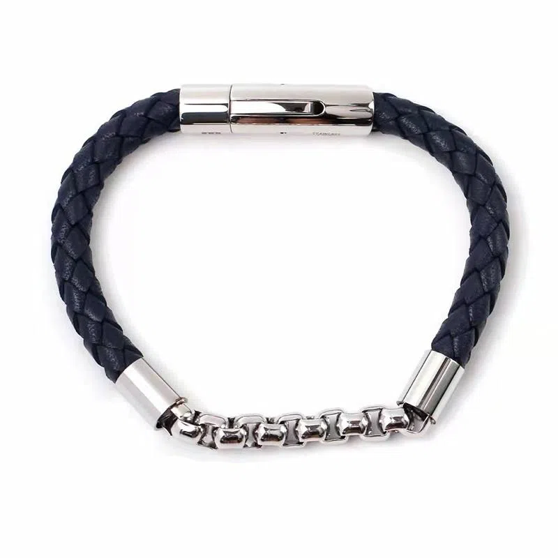 MAVIN MARVY Braided Leather Bracelet Black