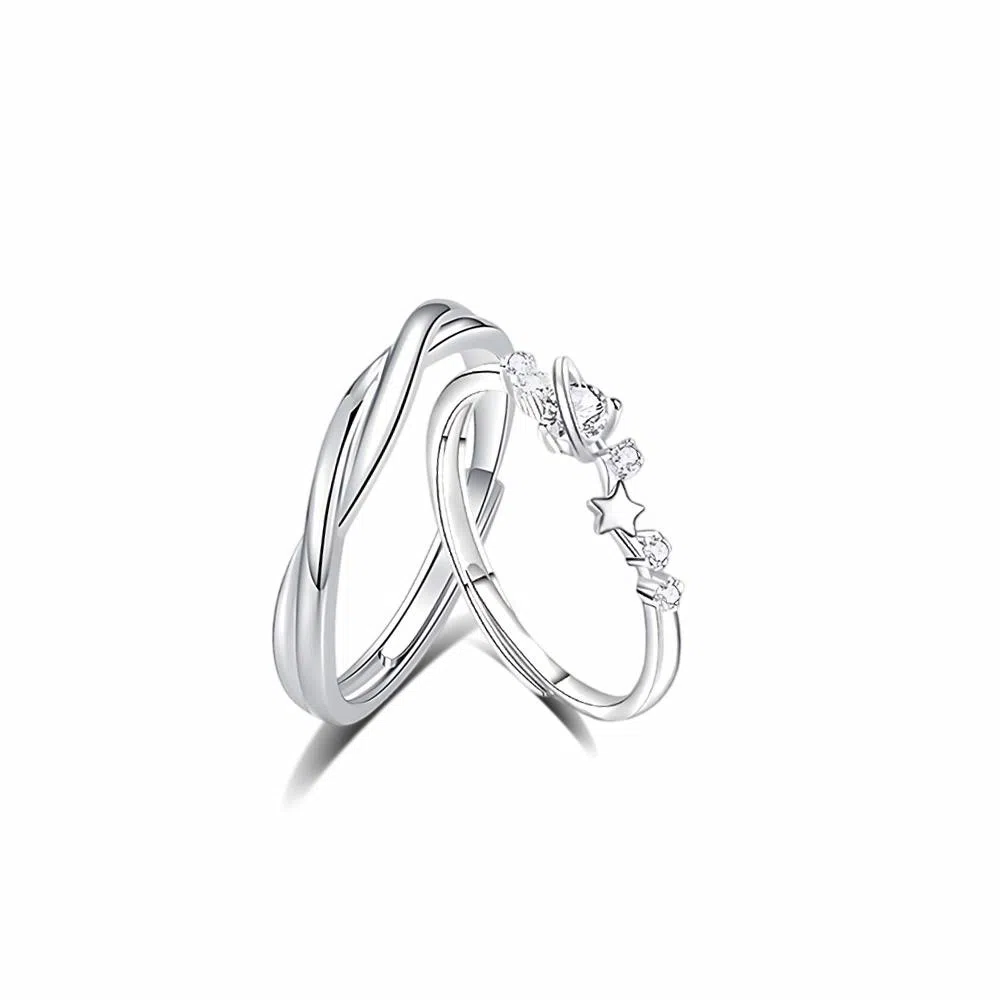 希遇 莫比乌斯 国潮优雅简约日常恋爱频率爱意交织可调节 合金 戒指 男女同款情侣款